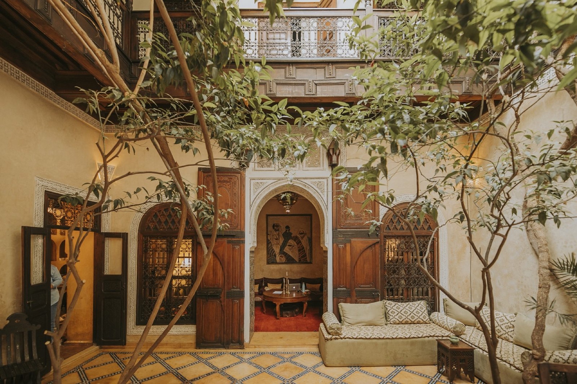 The courtyard of Riad Samsara in the Marrakech medina
